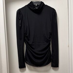 DKNY Black Ruched Long Sleeve Blouse size medium NWOT